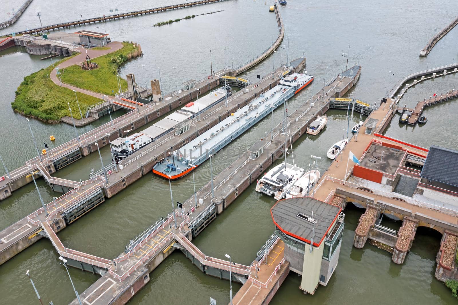 Aerial from Oranje sluices in Amsterdam the Netherlands by devy