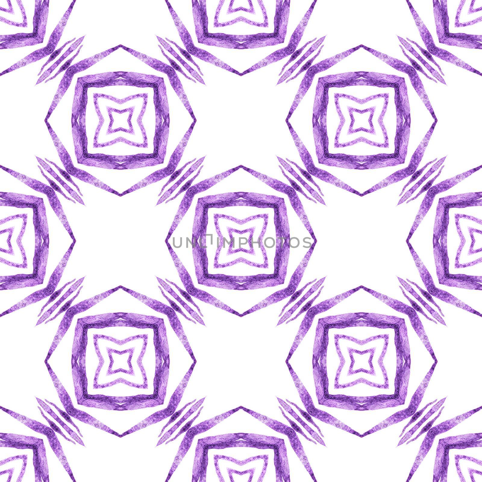 Mosaic seamless pattern. Purple amusing boho chic summer design. Textile ready juicy print, swimwear fabric, wallpaper, wrapping. Hand drawn green mosaic seamless border.