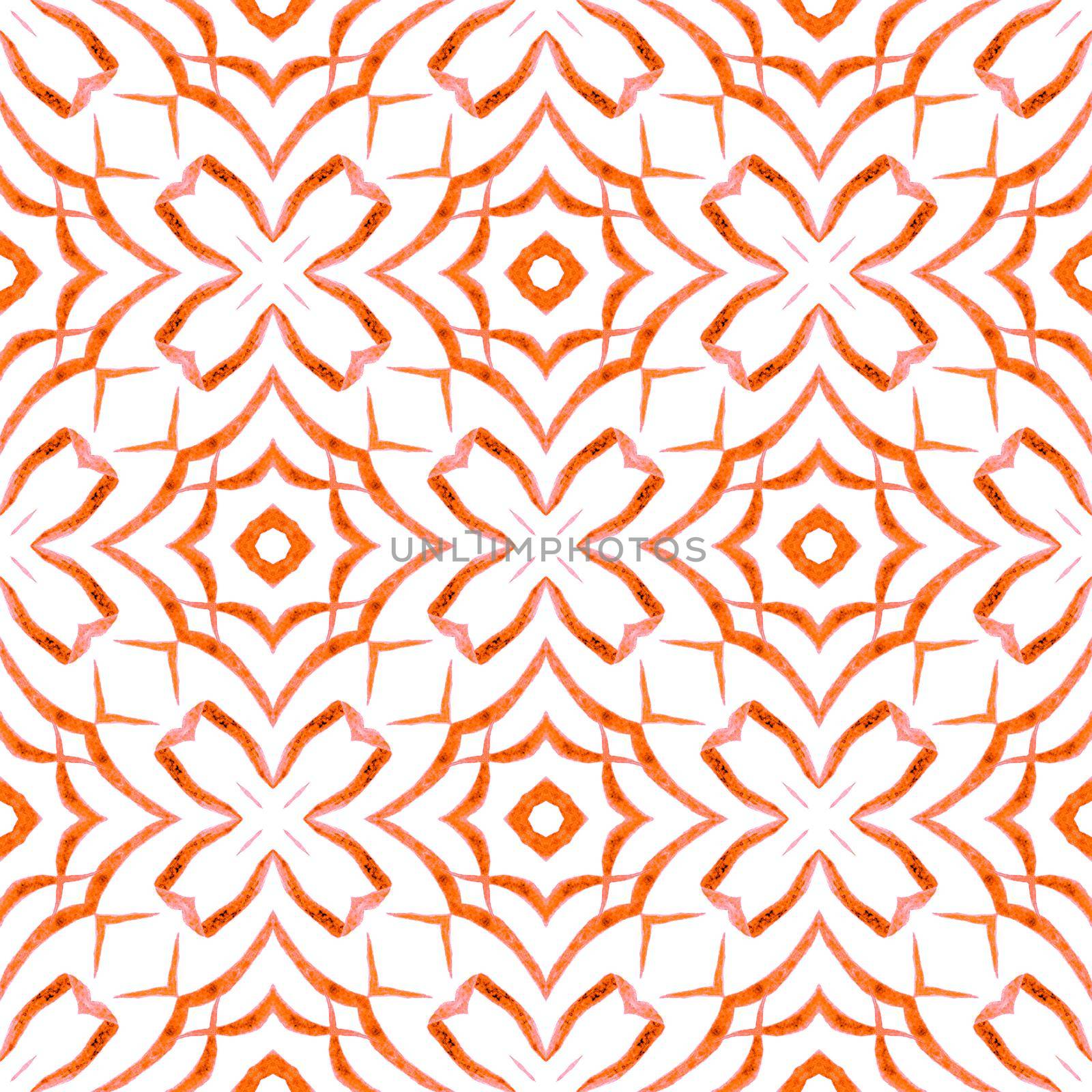 Hand painted tiled watercolor border. Orange by beginagain