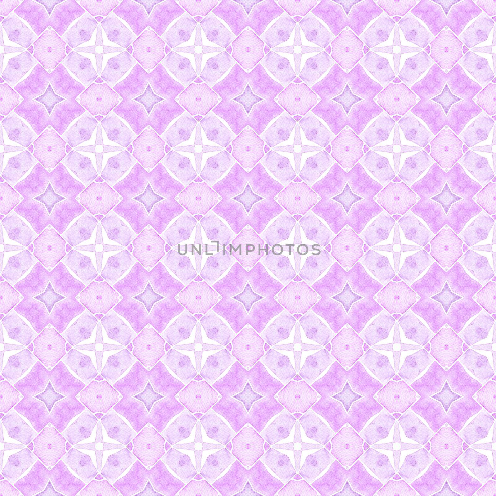 Watercolor medallion seamless border. Purple by beginagain