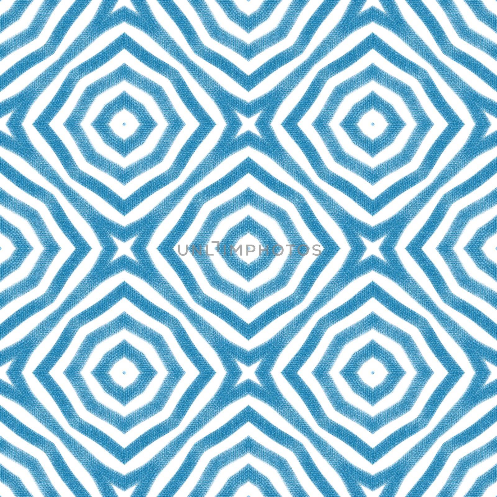 Exotic seamless pattern. Blue symmetrical kaleidoscope background. Summer swimwear exotic seamless design. Textile ready neat print, swimwear fabric, wallpaper, wrapping.