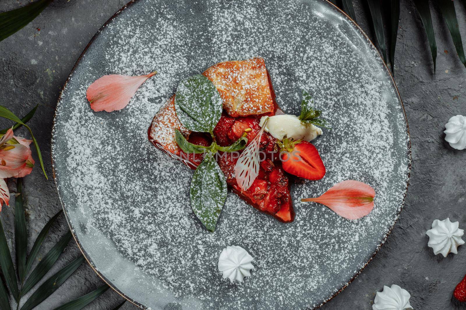 Grilled fruit pizza with fresh strawberries. best summer dessert.