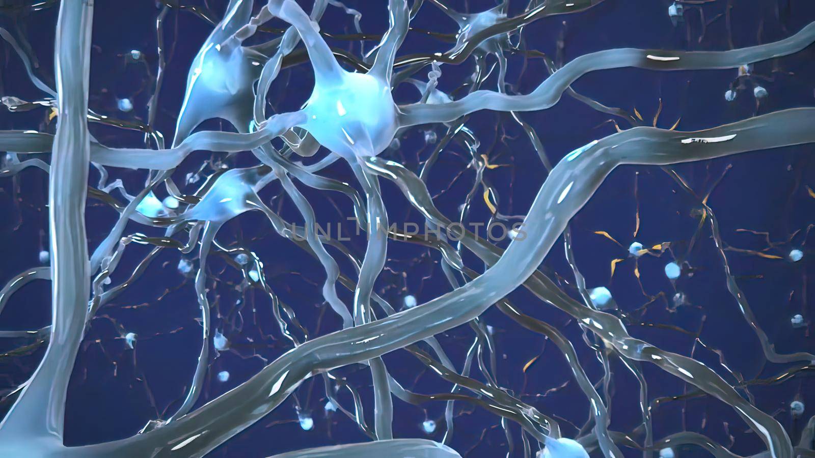 Intro Brain Impulses. Neuron System. Transferring Pulses And Generating .From neurons during synapsis to a human head. 3d illustration