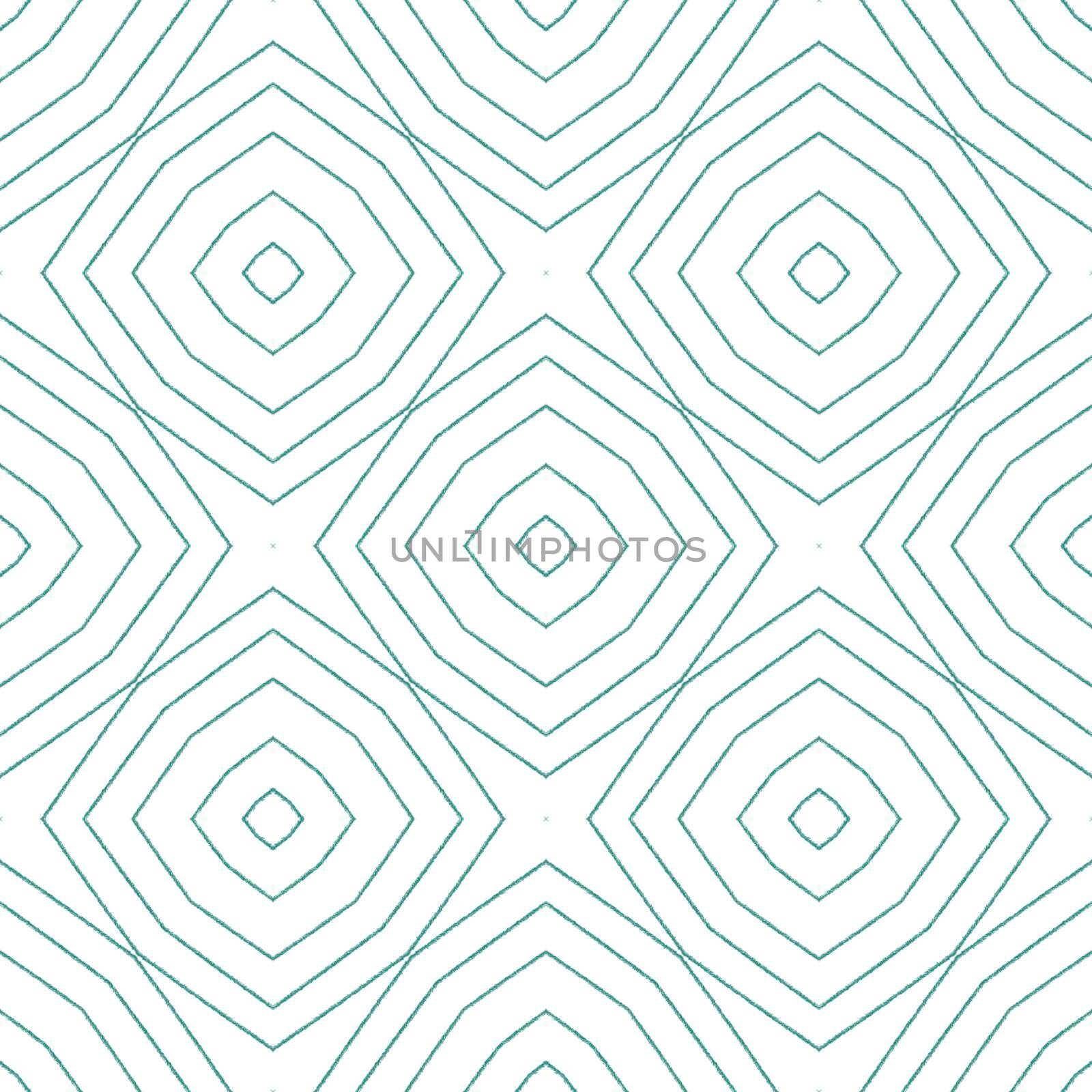 Textured stripes pattern. Turquoise symmetrical kaleidoscope background. Textile ready ravishing print, swimwear fabric, wallpaper, wrapping. Trendy textured stripes design.