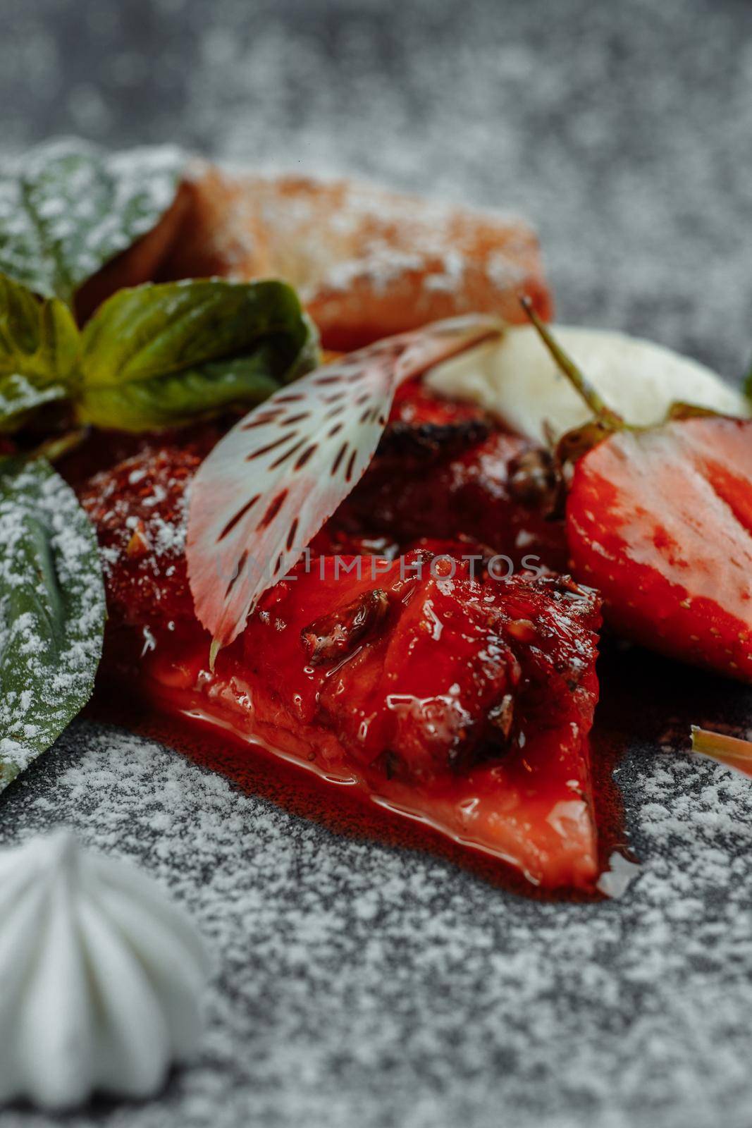 Grilled fruit pizza with fresh strawberries. best summer dessert.