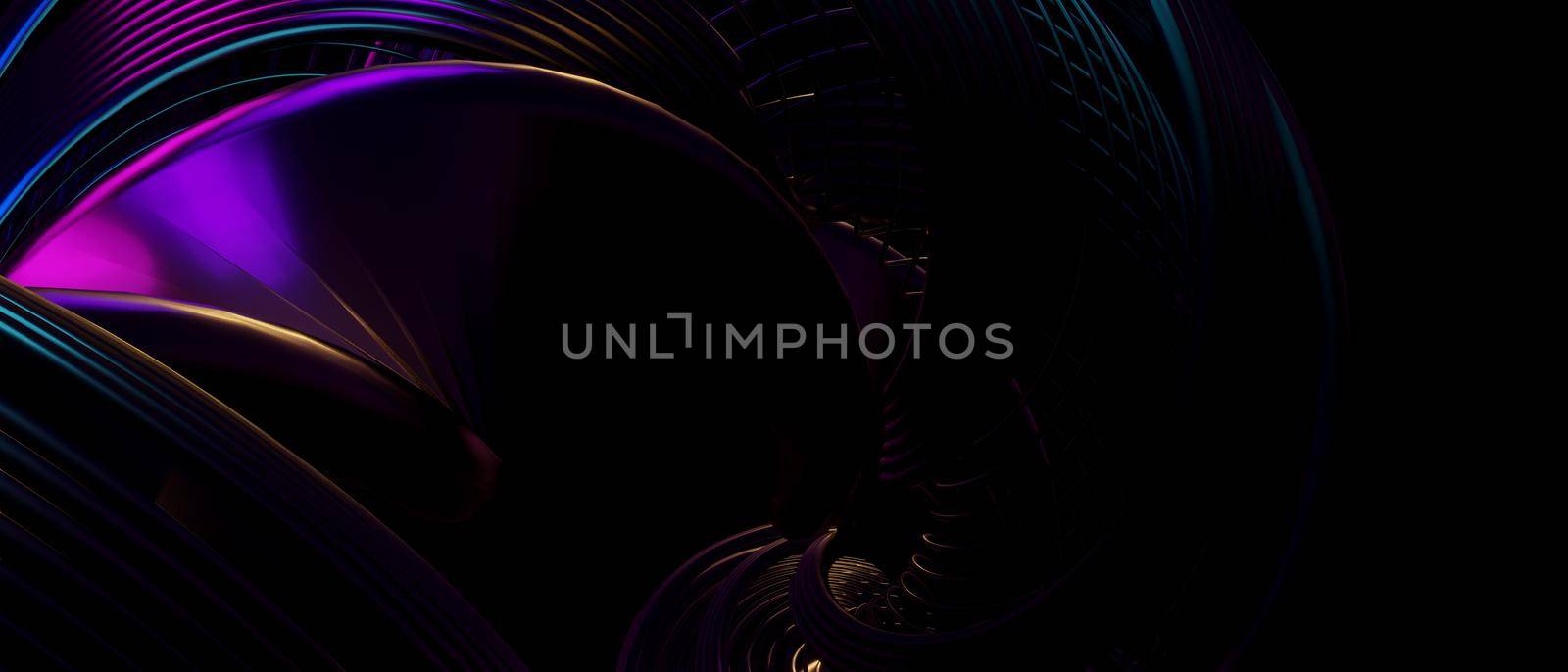 Artistic Abstract Shapes Cyberpunk Purple Blue Banner Background 3D Render by yay_lmrb