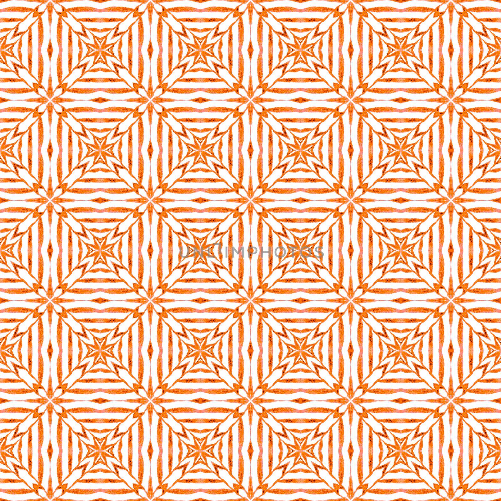Repeating striped hand drawn border. Orange unusual boho chic summer design. Striped hand drawn design. Textile ready awesome print, swimwear fabric, wallpaper, wrapping.