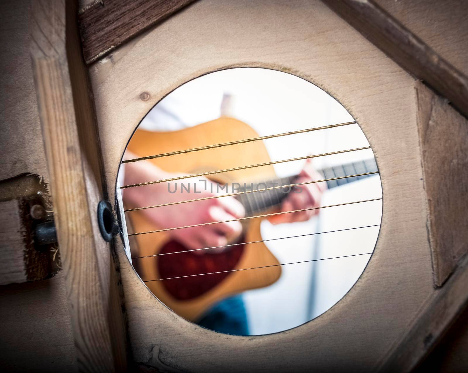 playing guitar seen from inside