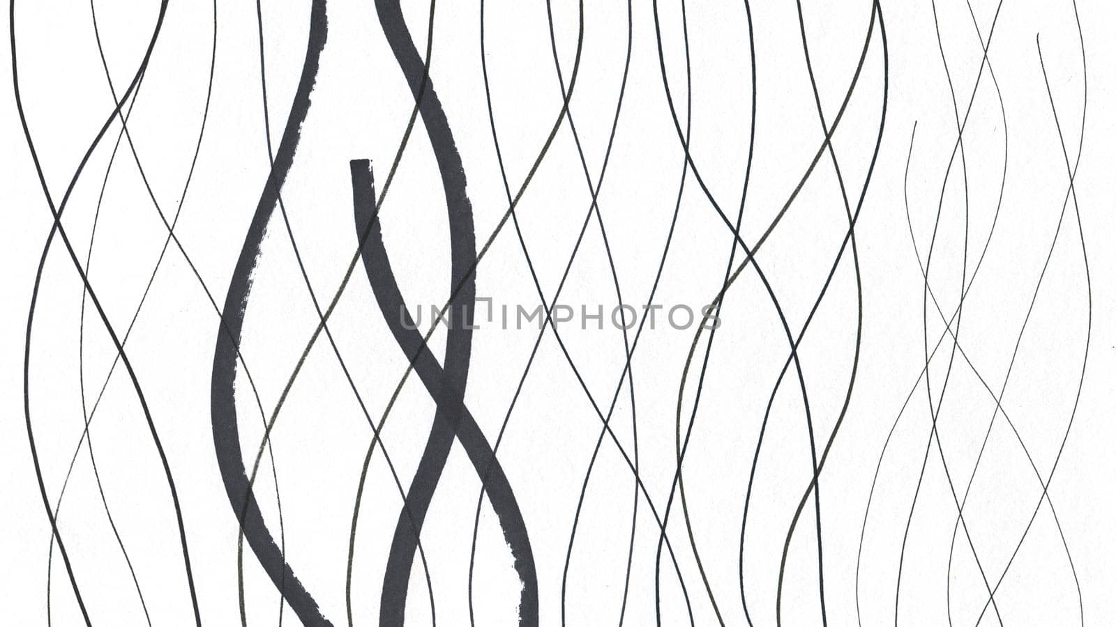 Abstract Marker Hand Drawn Background Texture. Background Illustration Wavy Lines in Doodle Style Hand Drawn Sketch Art. Black Waves on White background.