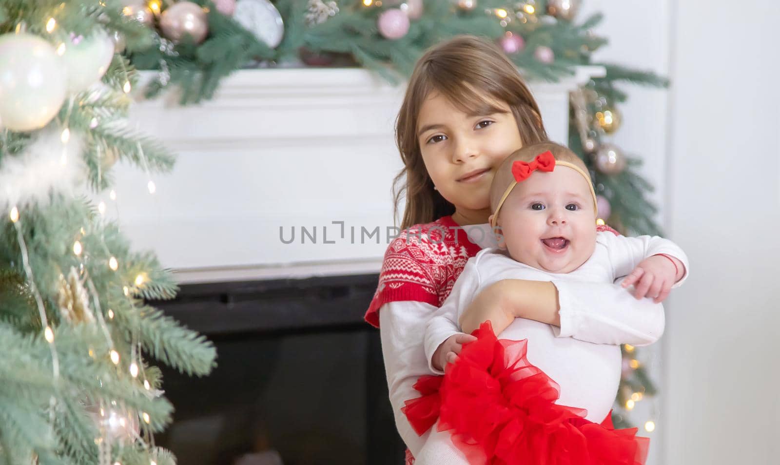 Christmas photo of children new year. Selective focus. Holiday.