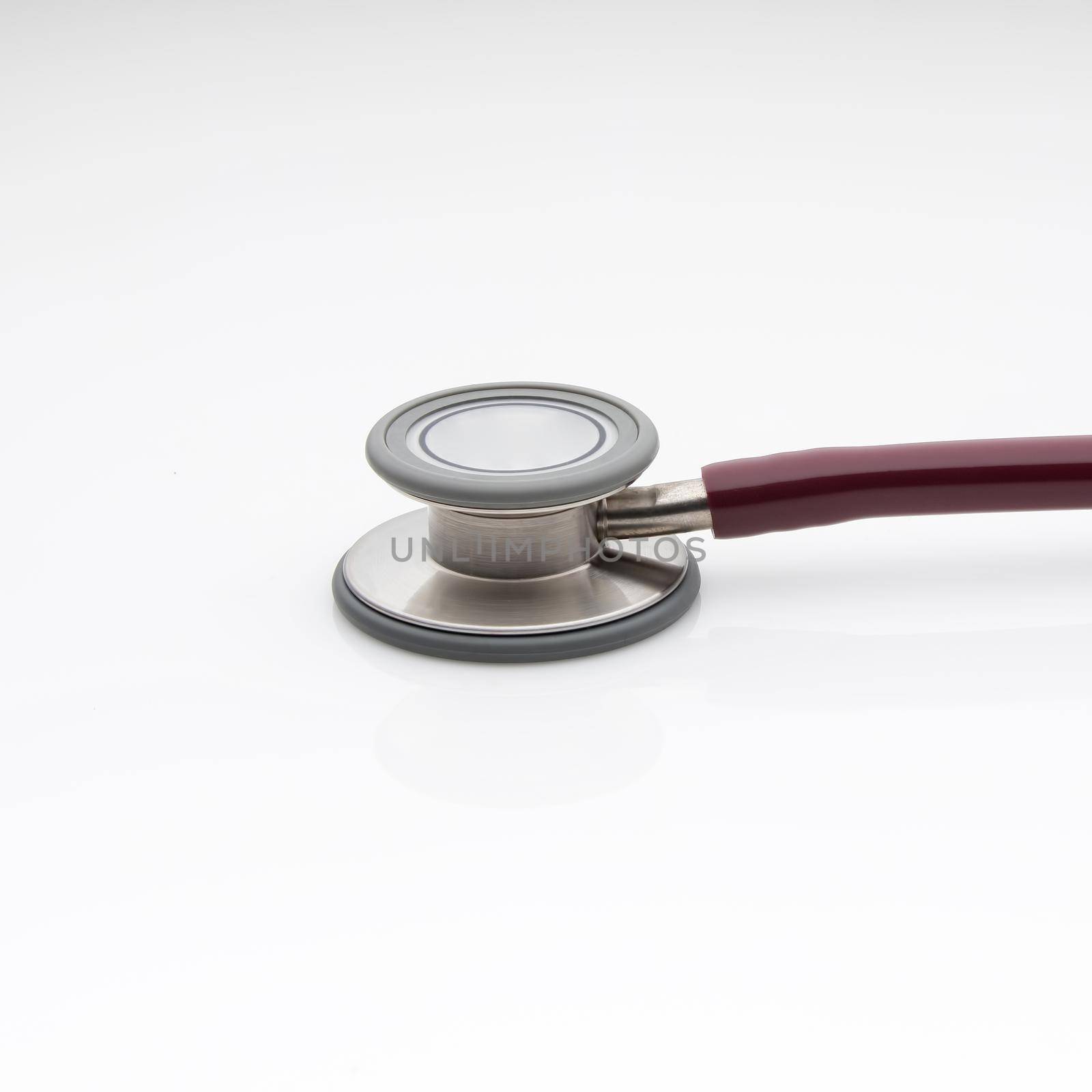 The diaphragm of medical stethoscope isolated on a white background