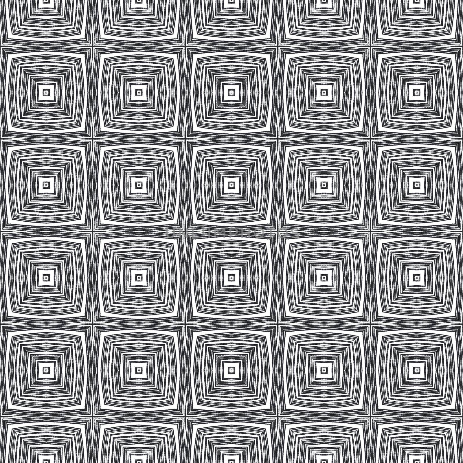 Geometric seamless pattern. Black symmetrical kaleidoscope background. Hand drawn geometric seamless design. Textile ready classy print, swimwear fabric, wallpaper, wrapping.