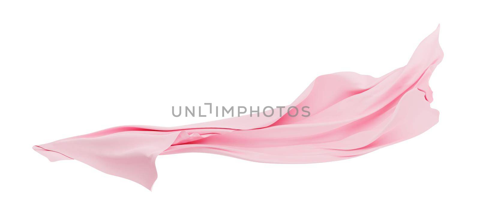 Pink fabric flying in the wind isolated on white background 3D render