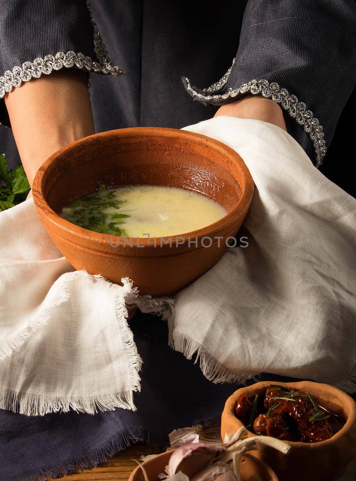 A shot of a dish in hands