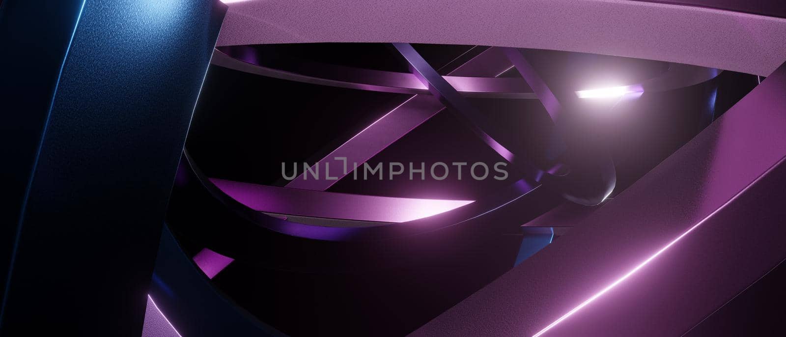 Abstract Chrome Overlapping Metallic Surfaces Deep Grey Background 3D Illustration by yay_lmrb