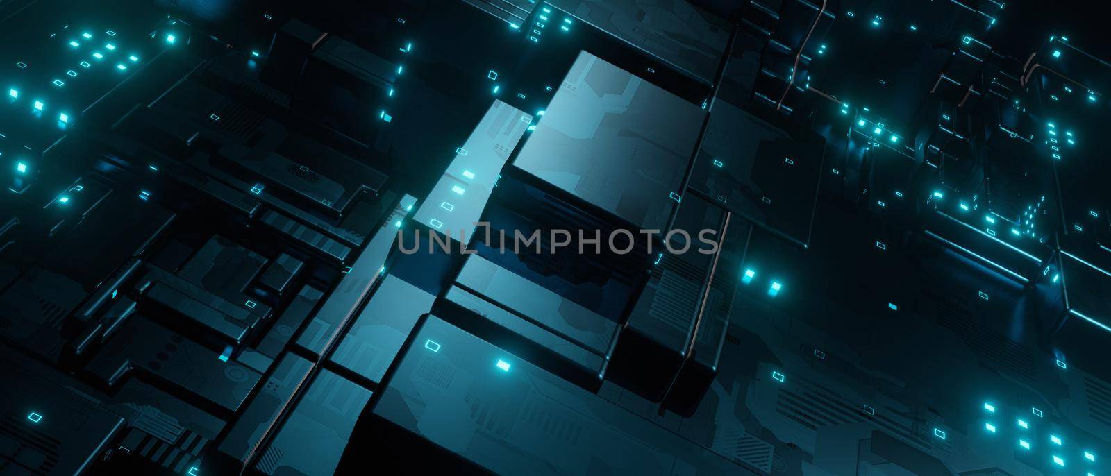 Abstract Luxurious Sci-fi Style Futuristic Facility Or Space Age External Panel Surface High Tech Light Blue Turquoise Abstract Background 3D Rendering by yay_lmrb