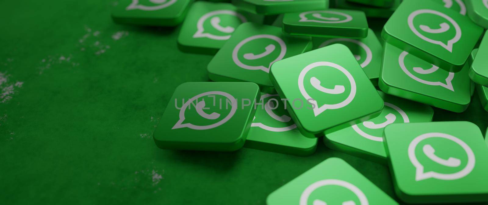 Hangouts logo concept banner scattered tiles with copyspace 3D Illustration by yay_lmrb