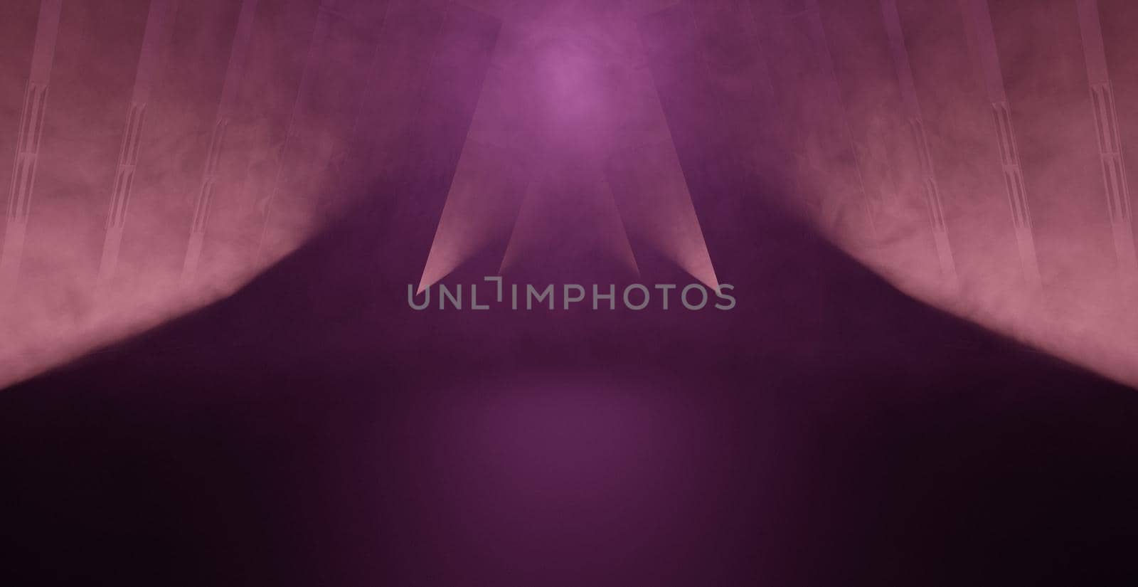 Sci Fi Futuristic Background Neon Modern Elegant Purple Corridor Grunge Reflective Concrete 3D Rendering