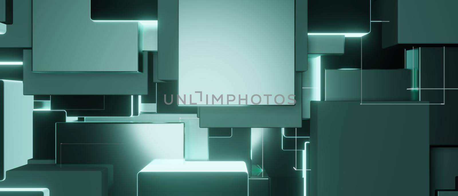 Abstract green geometric shape background 3d