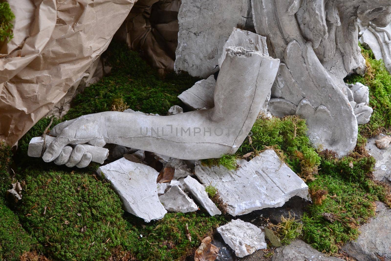 Stone statue detail of human hand