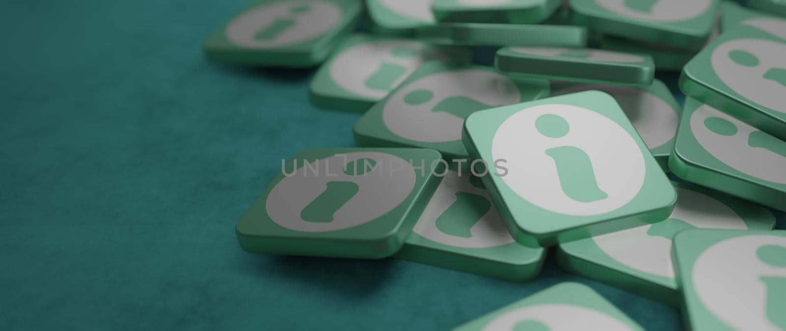 Information concept tiles layed on table banner background 3D render by yay_lmrb