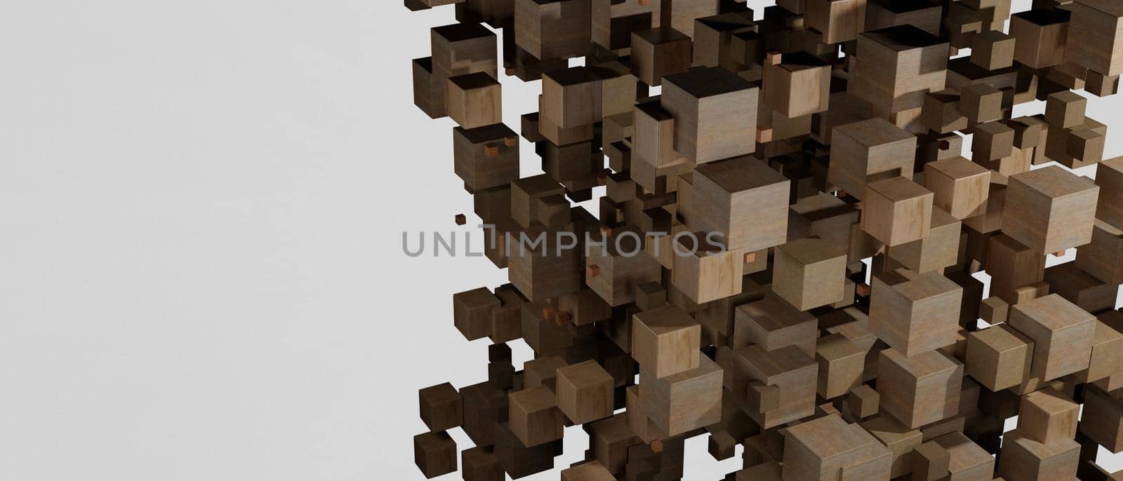 Wood blocks abstract background 3D
