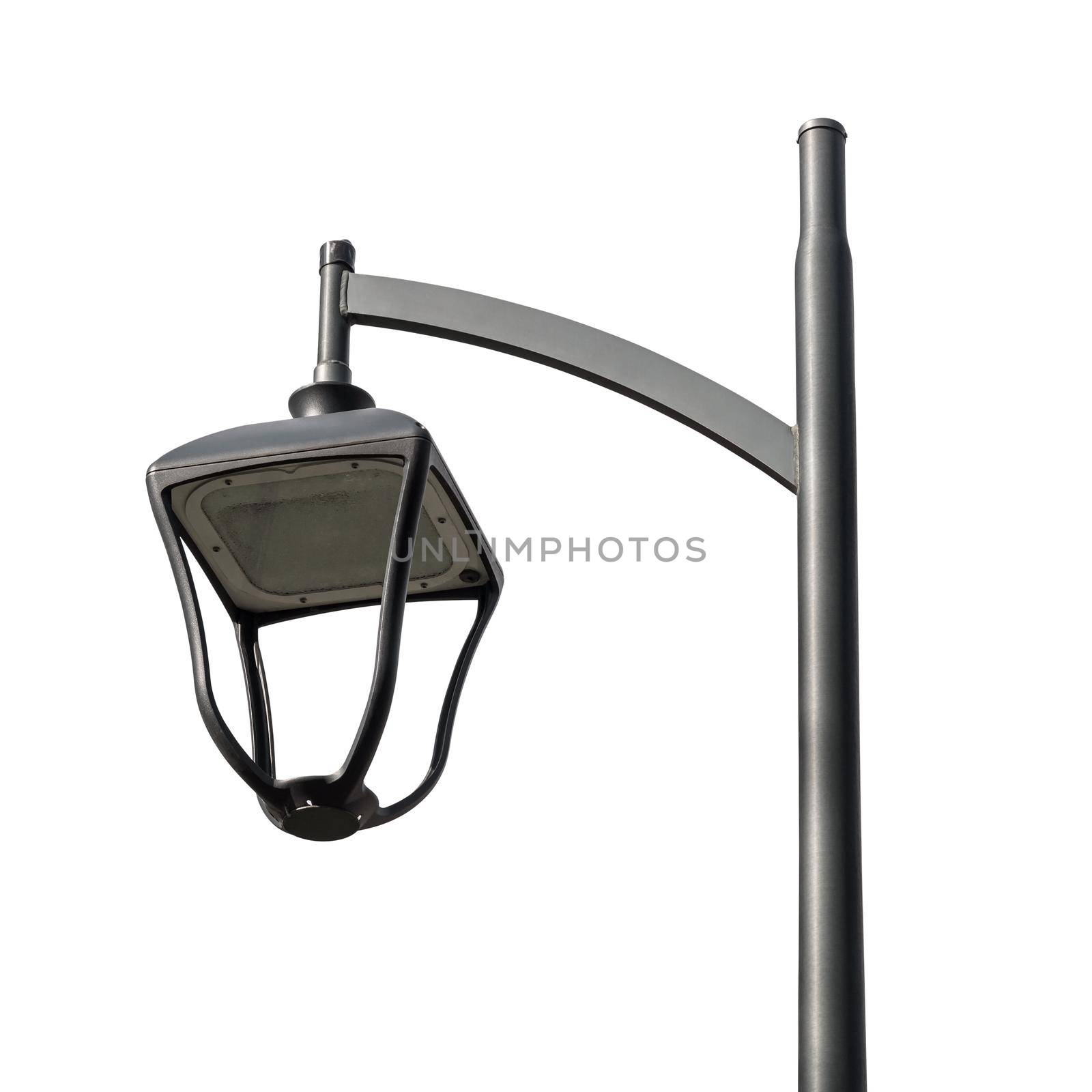 Closeup of modern LED street lantern on white background by mkos83