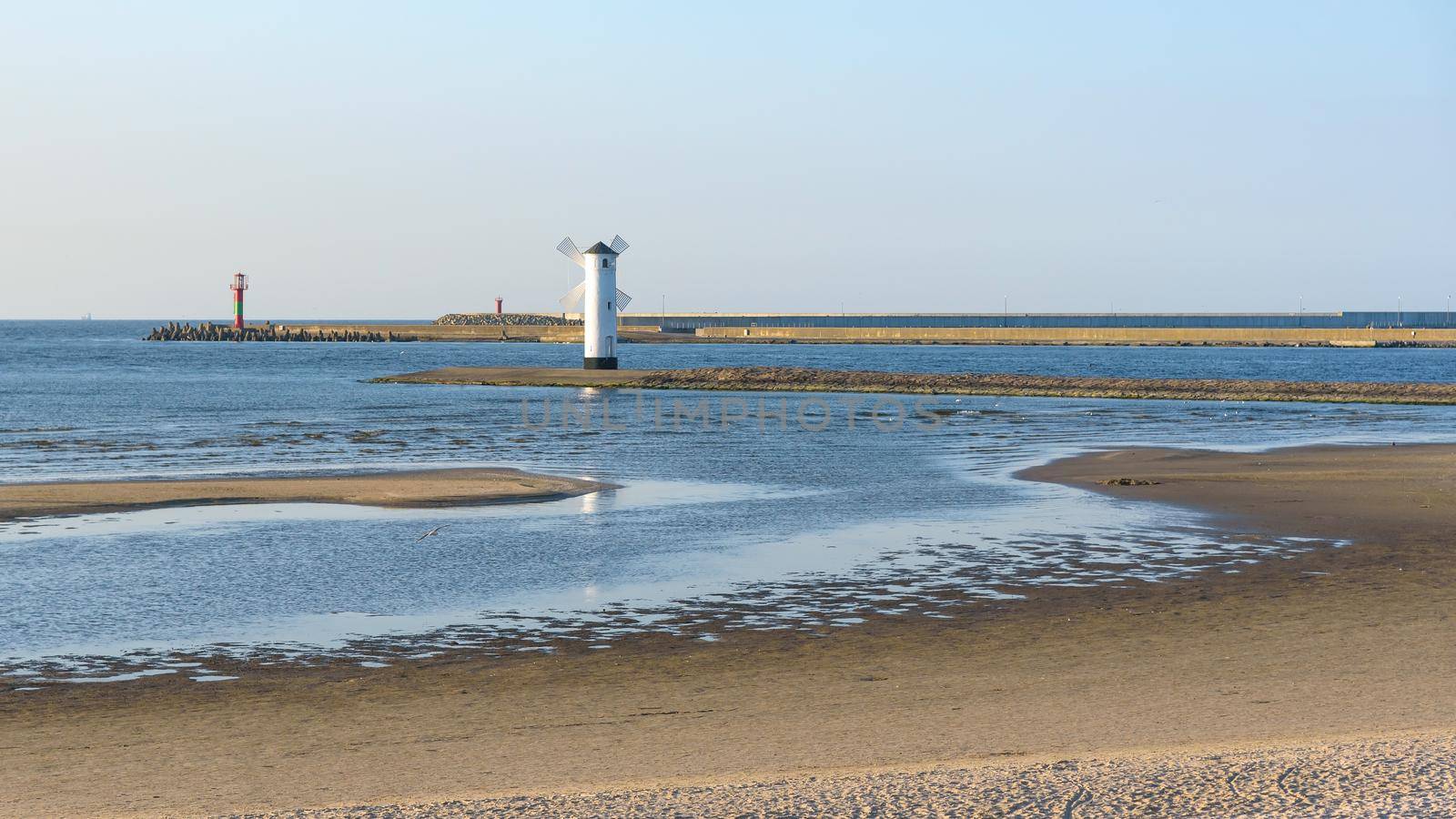 Stawa Mlyny at port entrance in Swinoujscie in Poland on a sunny day