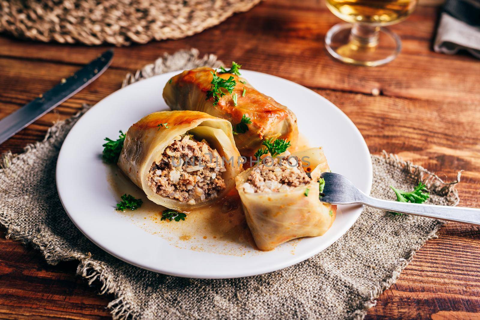 Sliced Cabbage Rolls Stuffed with Minced Beef and Rice by Seva_blsv