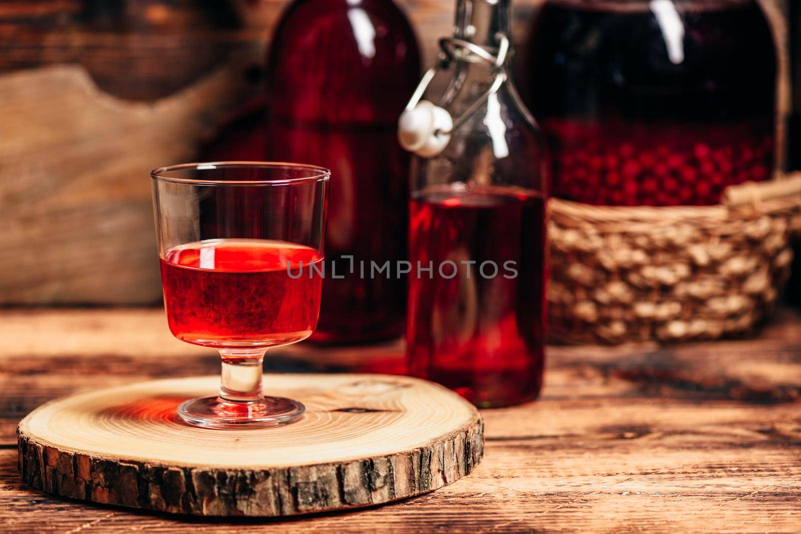 Homemade red currant liquor in wine glass