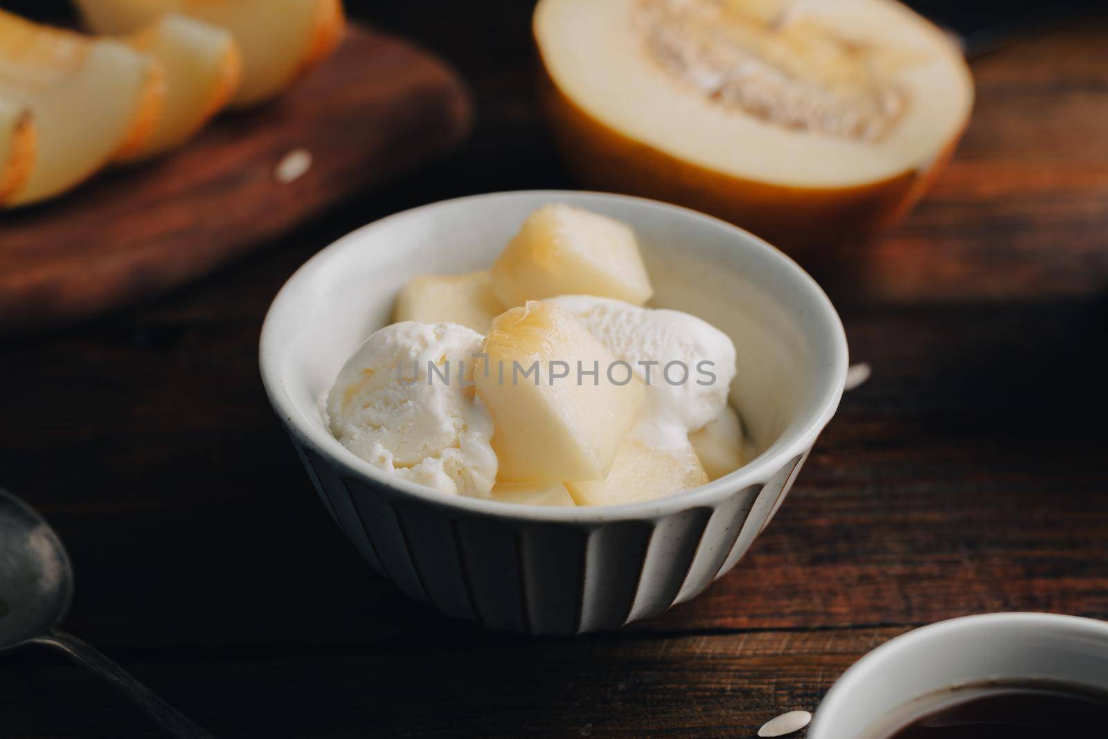 Ice Cream with Slices of Honeydew Melon by Seva_blsv