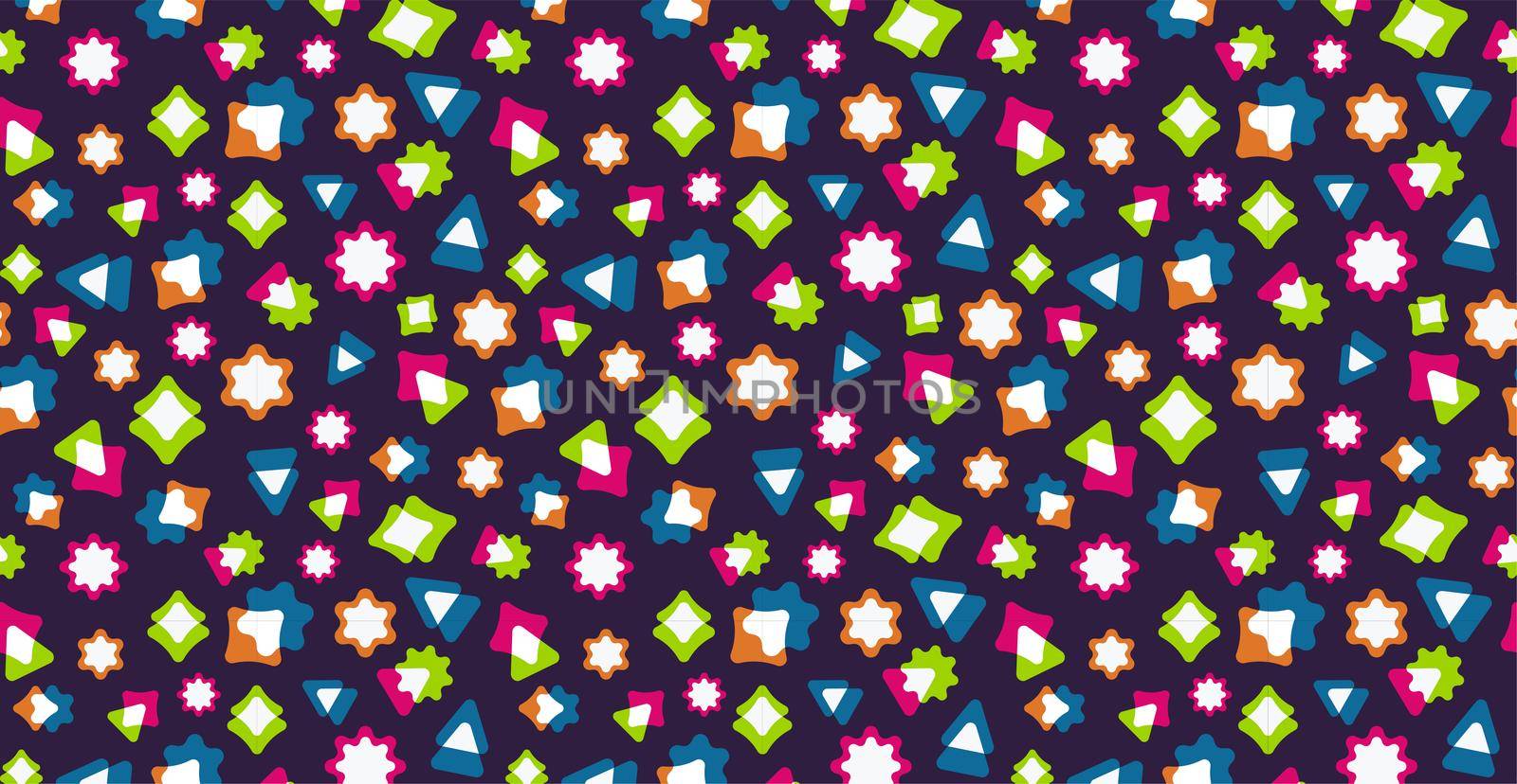 Cute colorful doodles. Bright geometric pattern. Festive children's background. by AndreyKENO