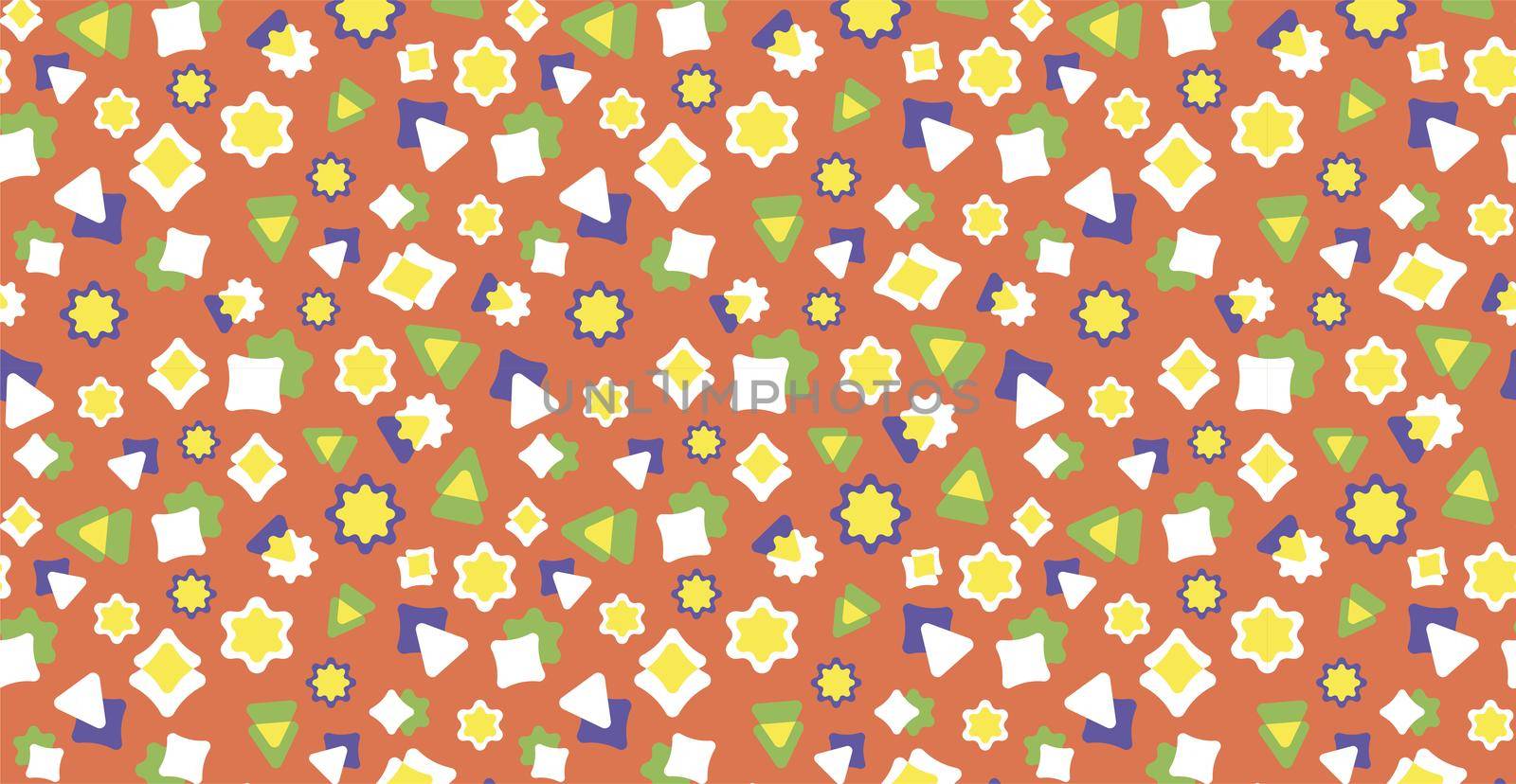 Cute colorful doodles. Bright geometric pattern. Festive children's background. by AndreyKENO