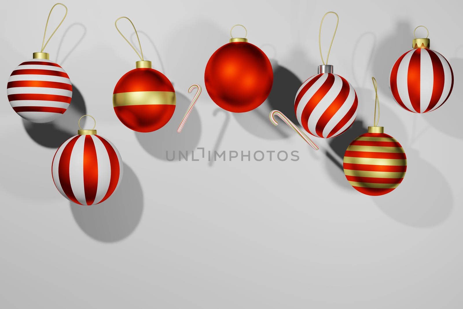 3d rendering illustration of xmas ornaments shiny ball festive in christmas theme. by bkneung