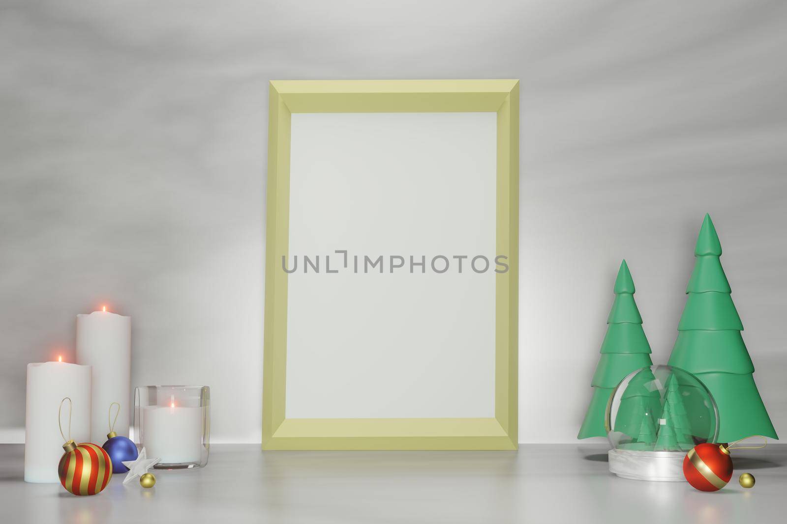 3d rendering illustration of frame mockup in minimal room for placing advertising design 