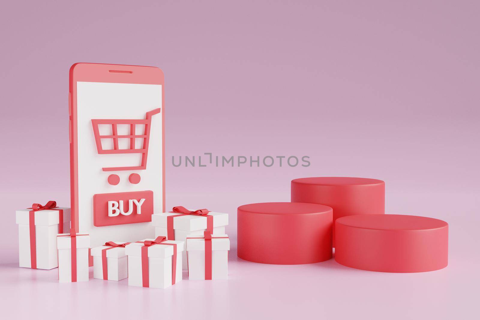 3d rendering mockup illustration design of the podium or frame card with empty copypace for product-advertising placement in Valentines love wedding concept