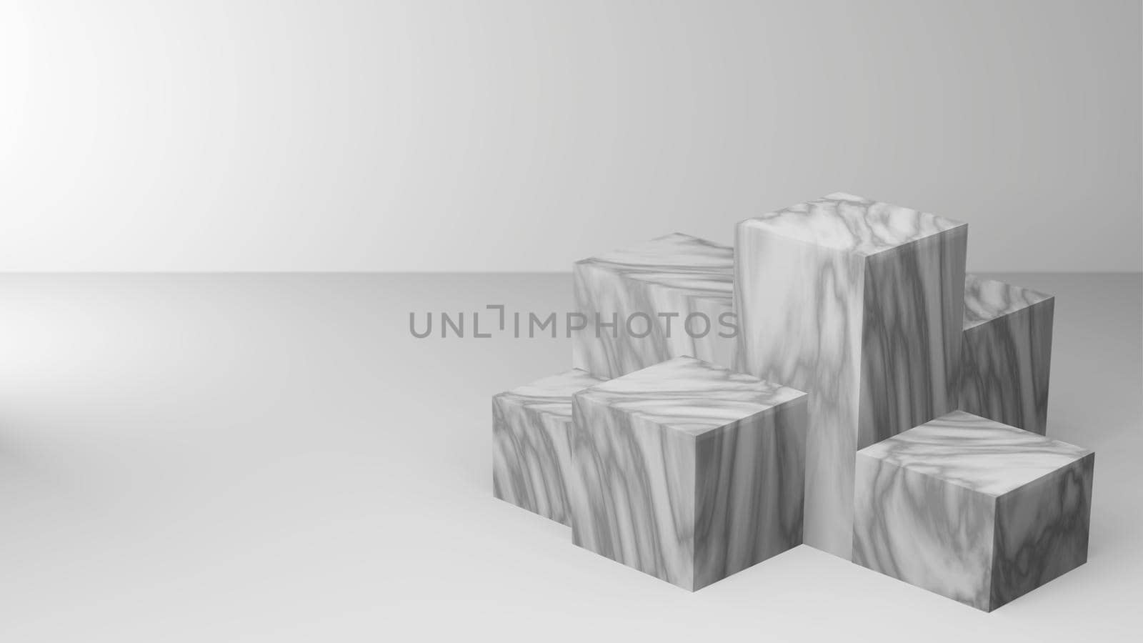 3d rendering illustration of podium stage display showcase for product placement in minimal design. 