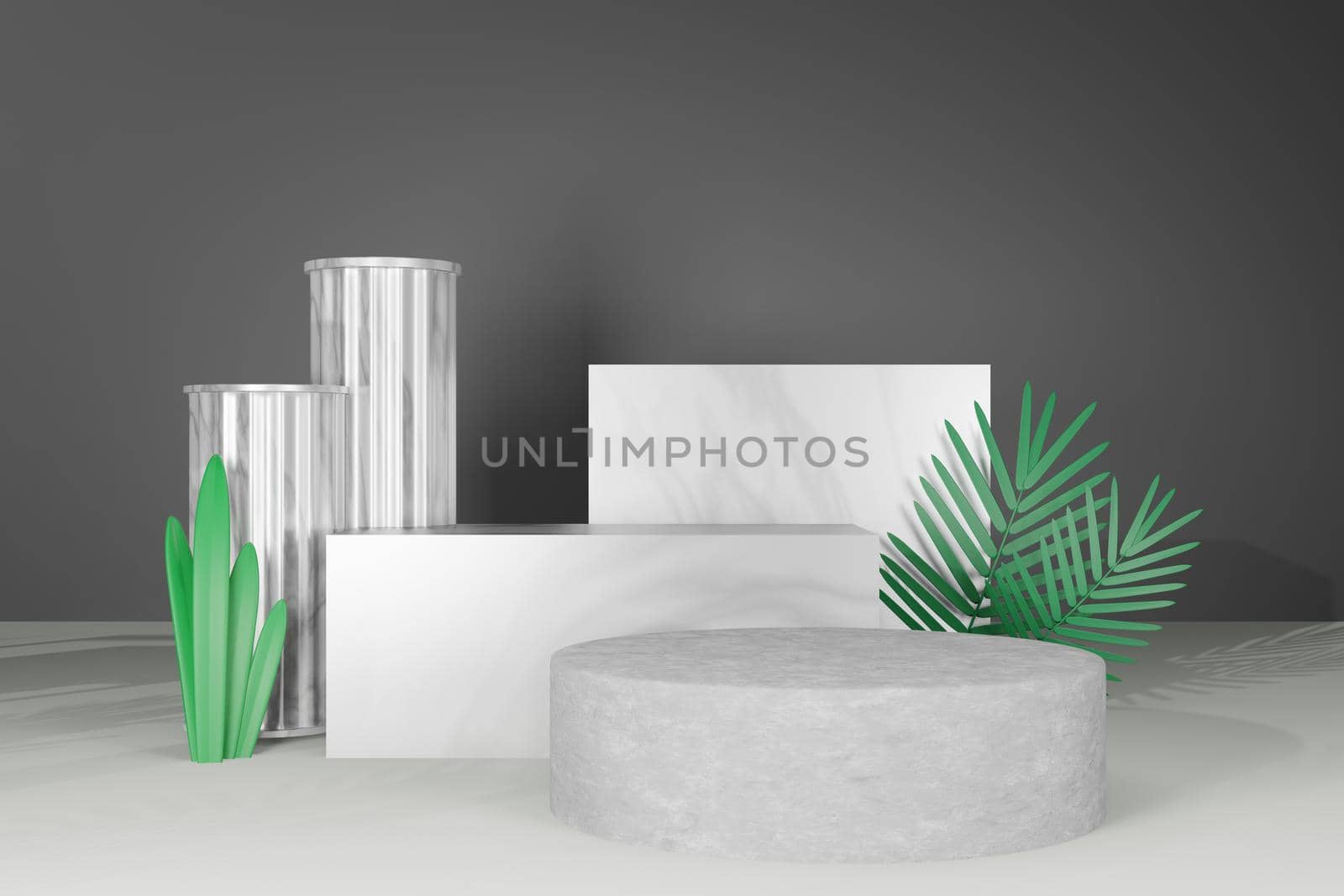 3d rendering illustration of podium display showcase for product placement in minimal design. podium stage showcase