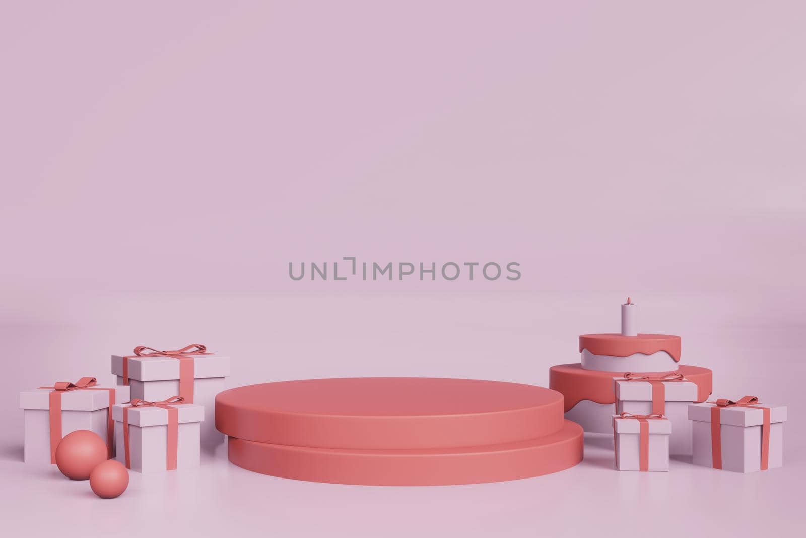 3d rendering mockup illustration design of the podium or frame card with empty copypace for product-advertising placement in Valentines love wedding concept by bkneung