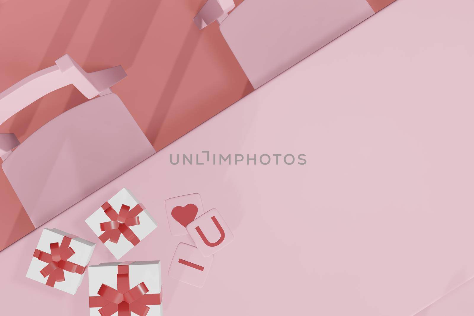 3d rendering mockup illustration design of the podium or frame card with empty copypace for product-advertising placement in Valentines love wedding concept by bkneung
