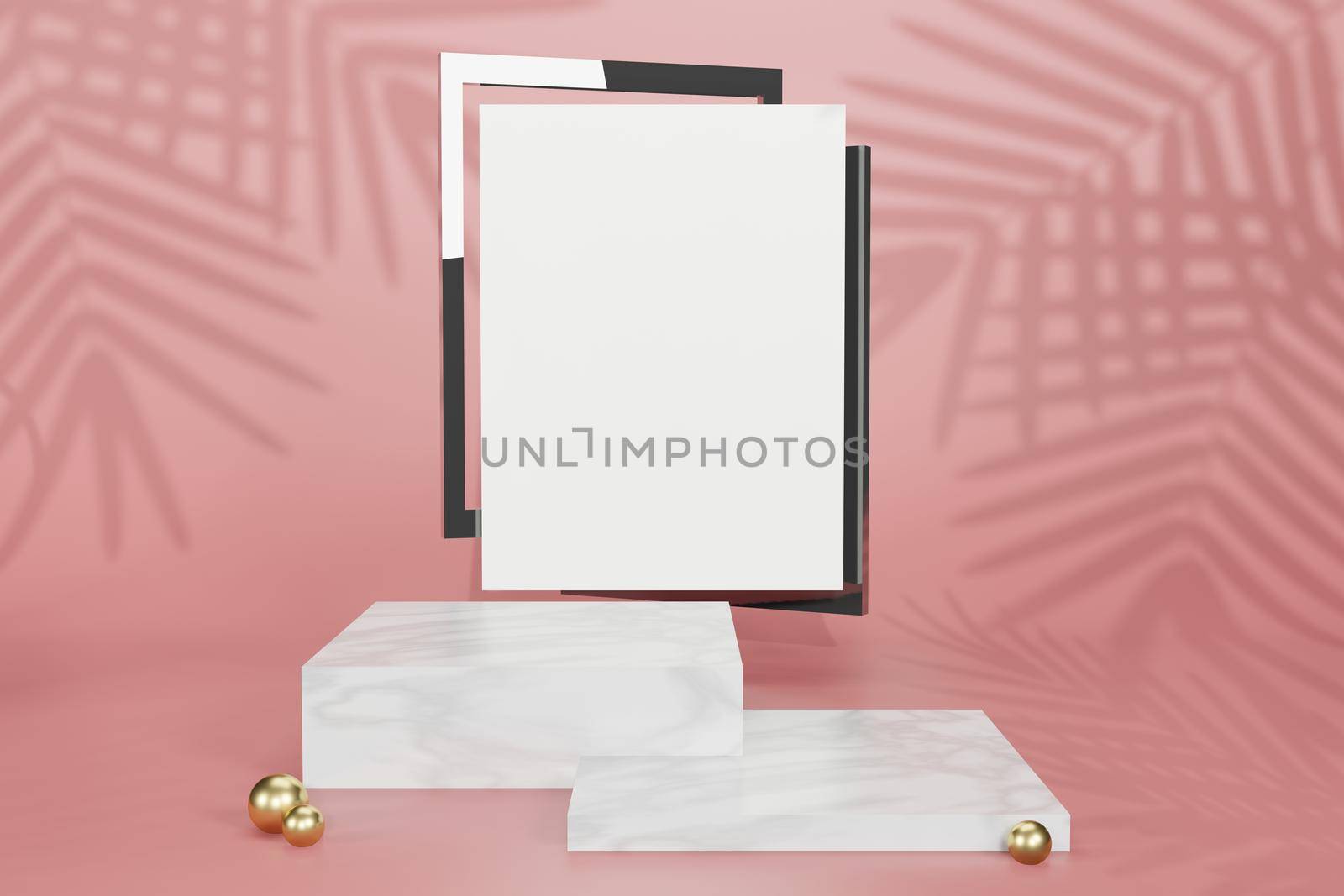 3d rendering illustration of frame mockup in minimal room for placing advertising design 