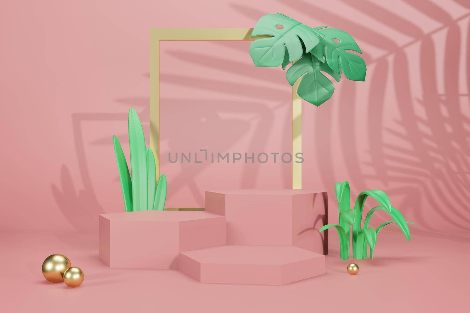 3d rendering illustration of podium display showcase for product placement in minimal design. podium stage showcase