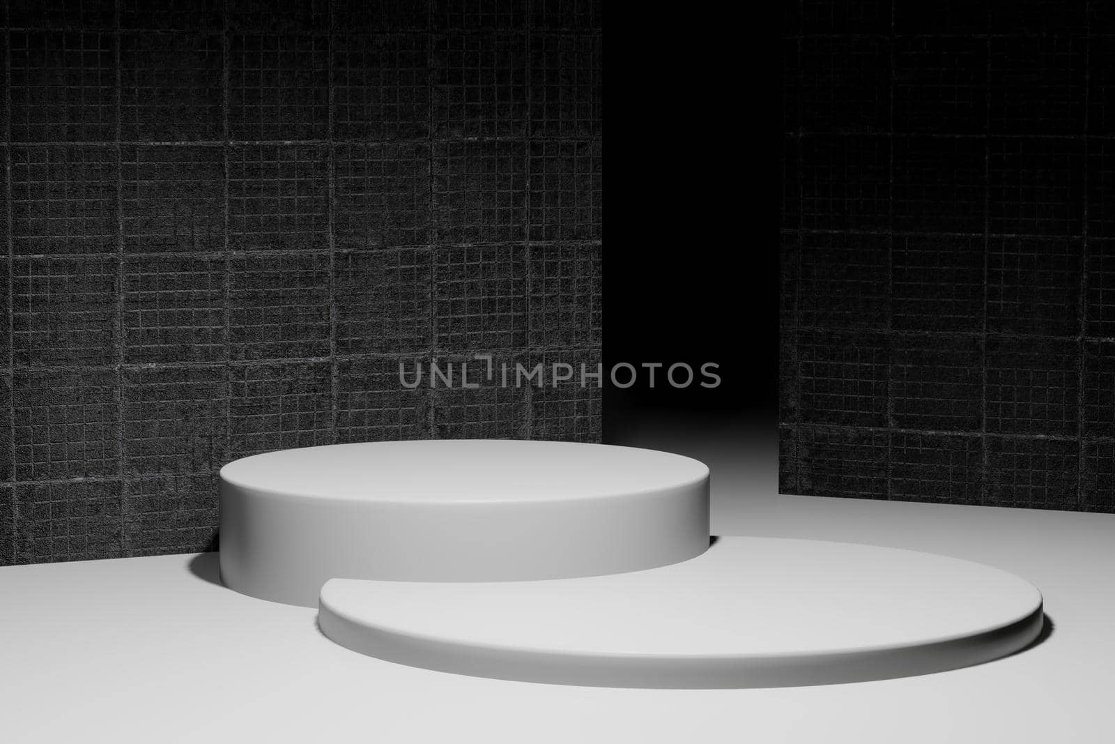3d rendering illustration of podium stage display showcase for product placement in minimal design.  by bkneung