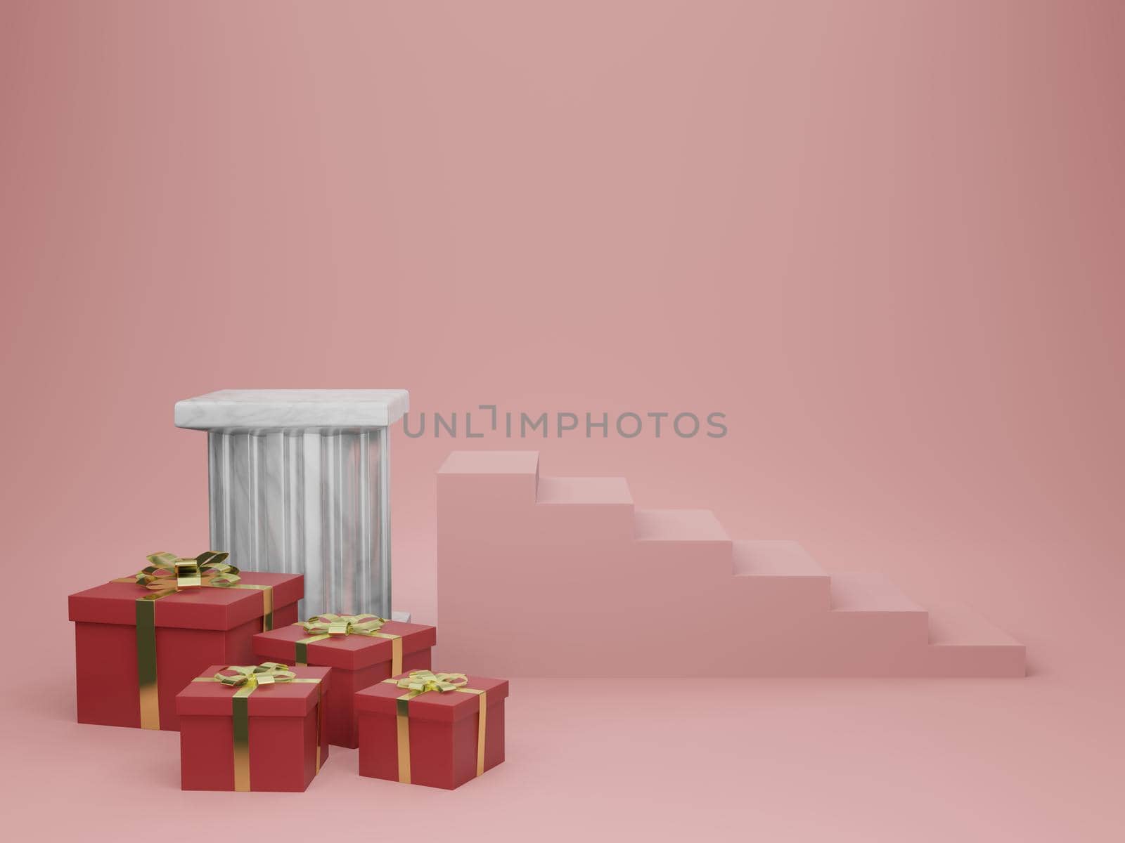 3d rendering illustration of podium for product placement in minimal design in christmas theme. podium stage showcase