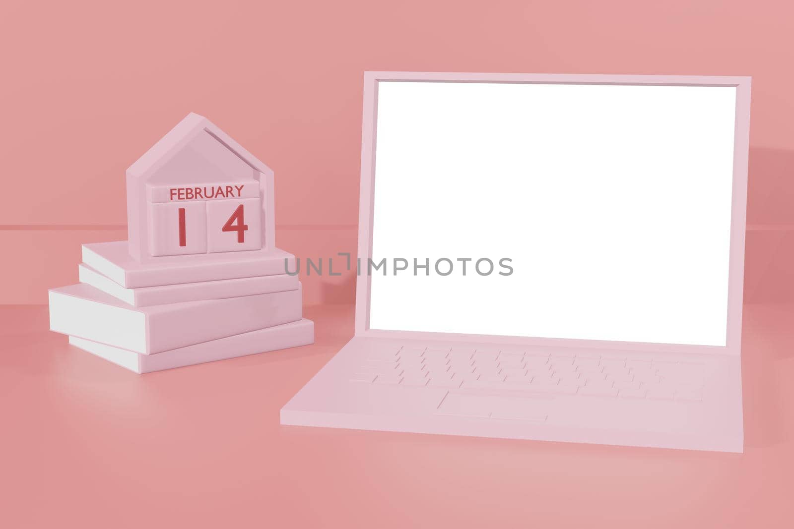 laptop computer mockup in 3d rendering illustration with screeen for placing advertisements in minimal design