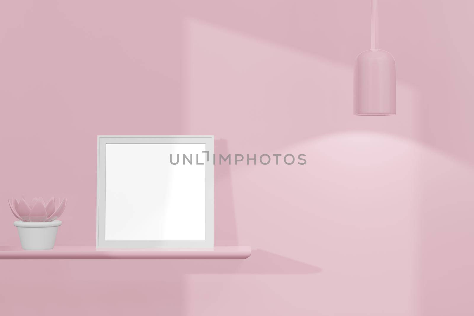 3d rendering illustration of frame mockup in minimal room for placing advertising design 