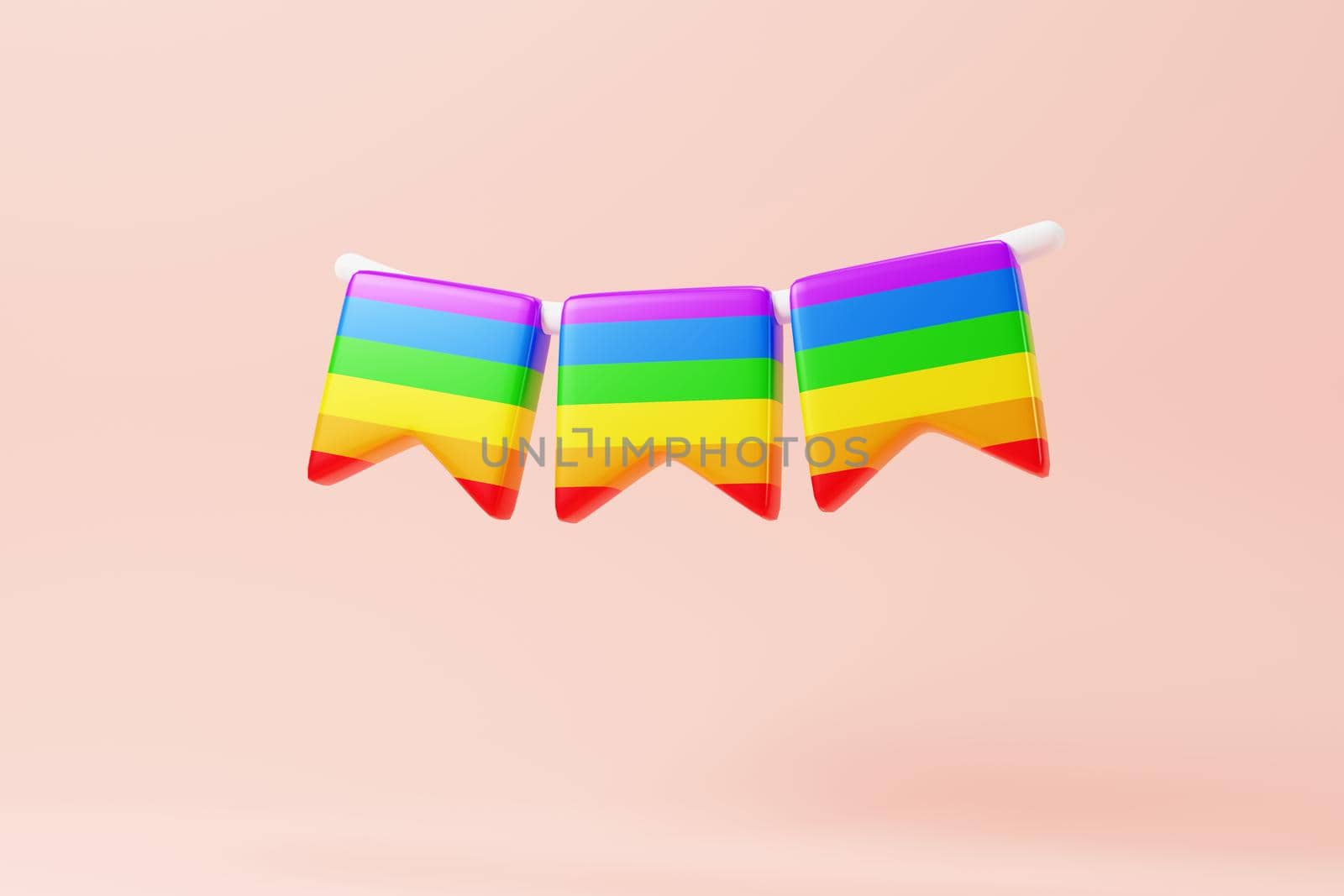 PRIDE Flag symbol for LGBTQ+. 3D Randering. by ijeab