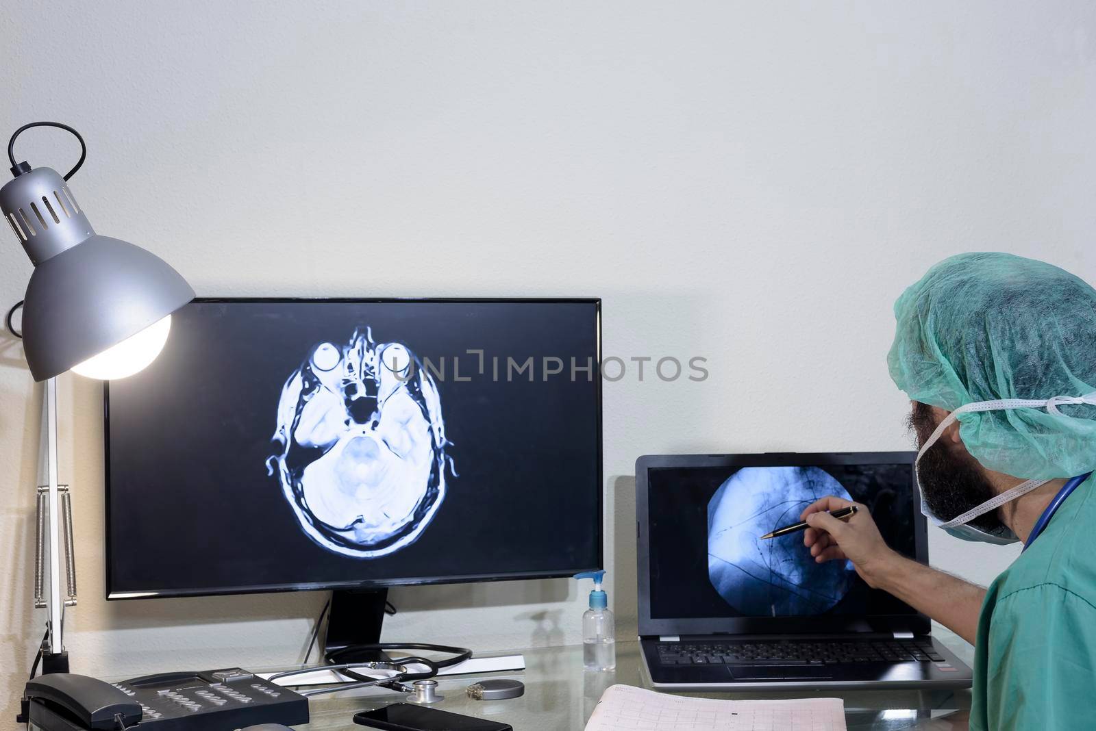 Young male doctor radiologist working in the clinic