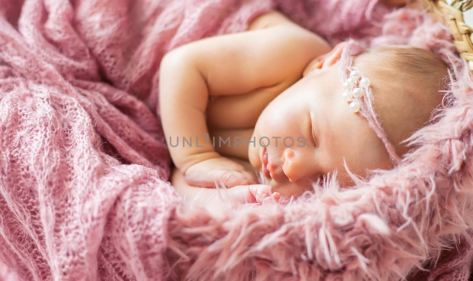 Newborn baby beautiful baby girl. Selective focus. by yanadjana