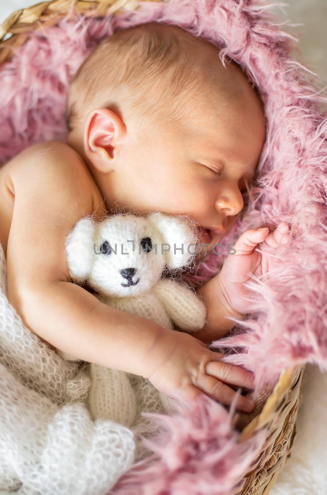 Newborn baby beautiful baby girl. Selective focus. by yanadjana